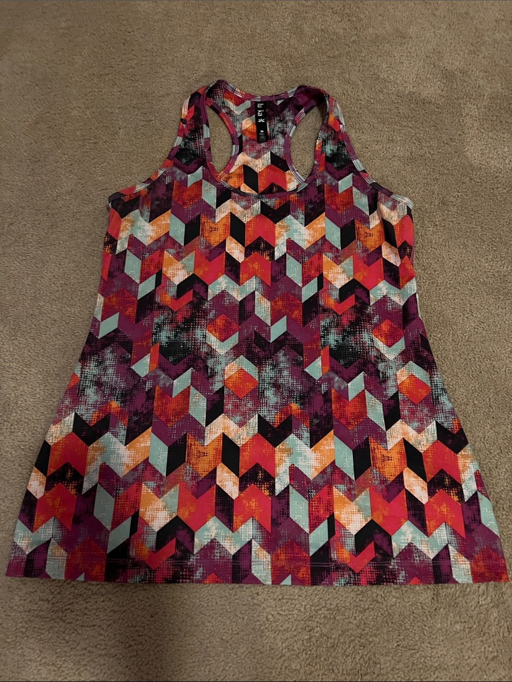 Lukka Athletic Multicolor Geometric Print Racerback Tank- size M, EUC
